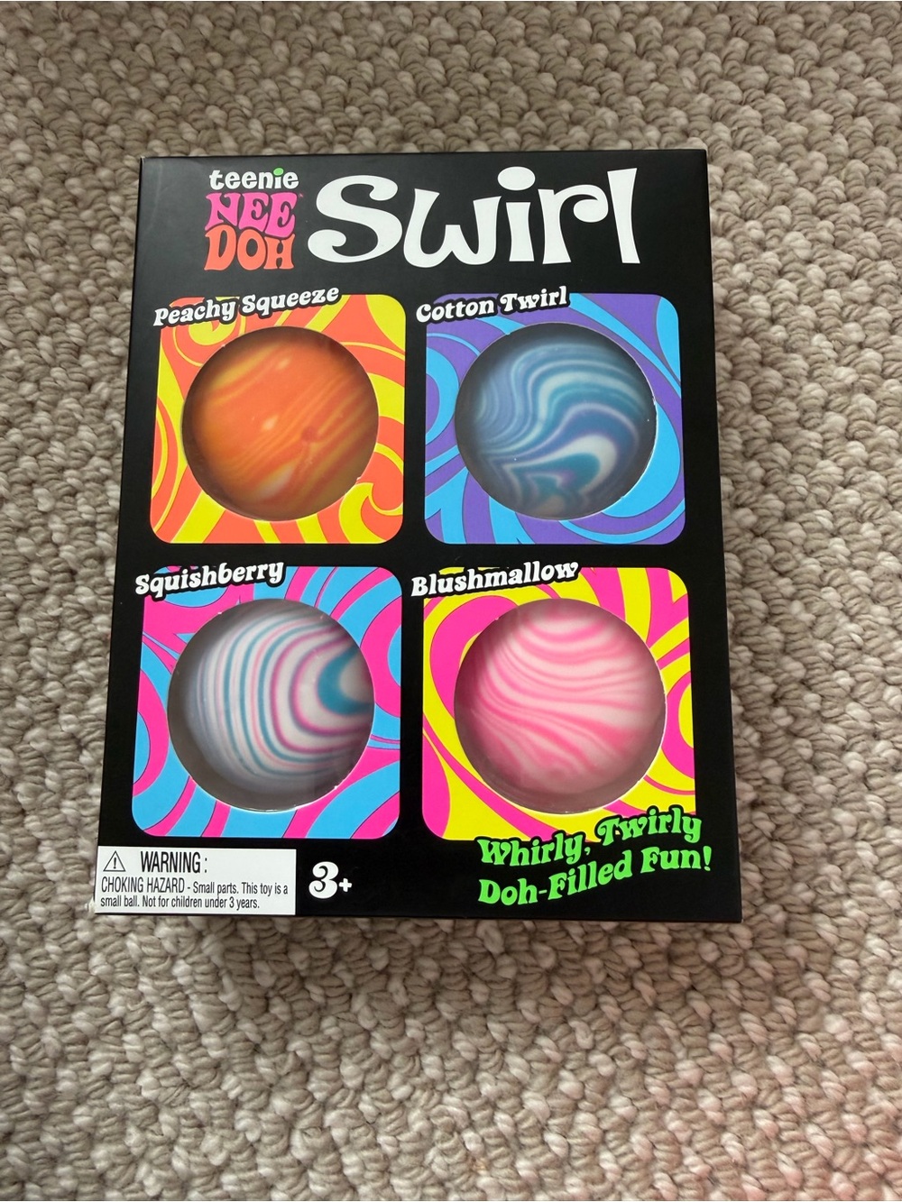 New / authentic Needoh Swirl Balls - Pink, Blue, Orange, White